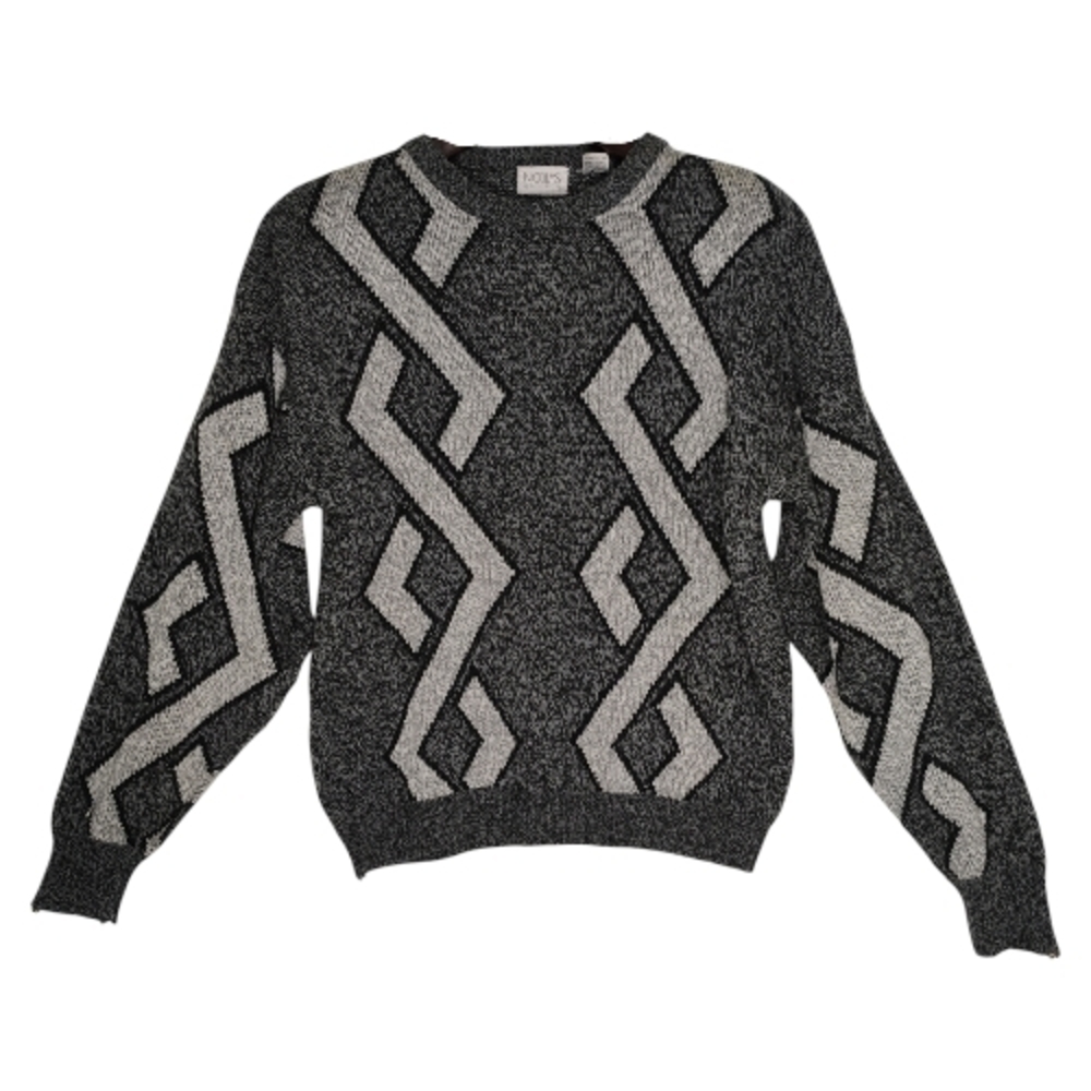 170. Nicolas Allen  VTG geometric argyle pattern sweater gray Acrylic  Men's  XL